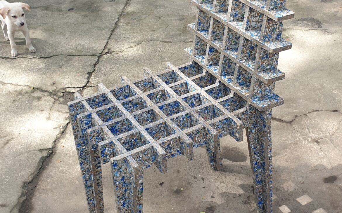 Waste beverage containers converted into furniture in the Philippines