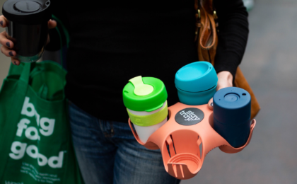 Stray Tray offers a sustainable solution for holding coffee cups