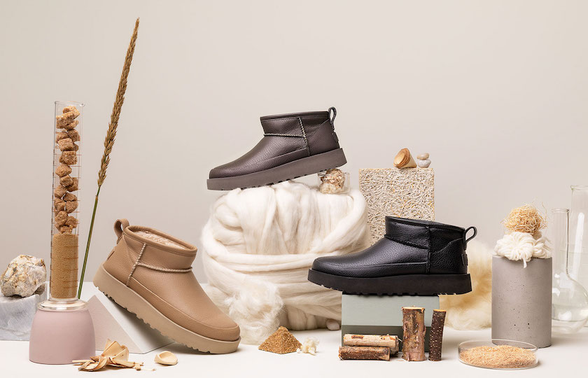 Sustainable Ugg range features cozy footwear made from recycled plastic bottles