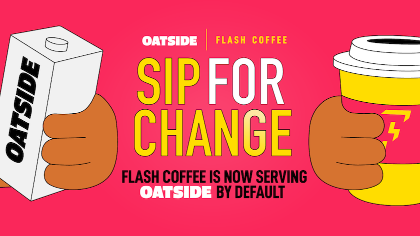 Flash Coffee to serve Oatside oat milk by default in bold alt-milk move