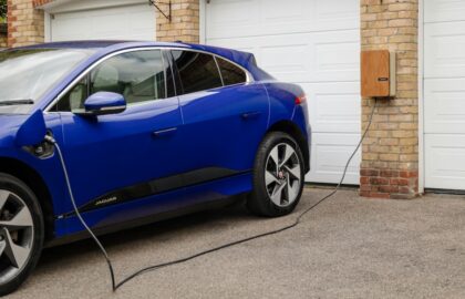 Custom finish EV charger in a home garage